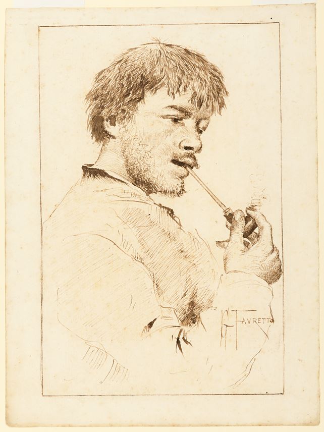 Giacomo FAVRETTO - A Man Smoking a Pipe | MasterArt